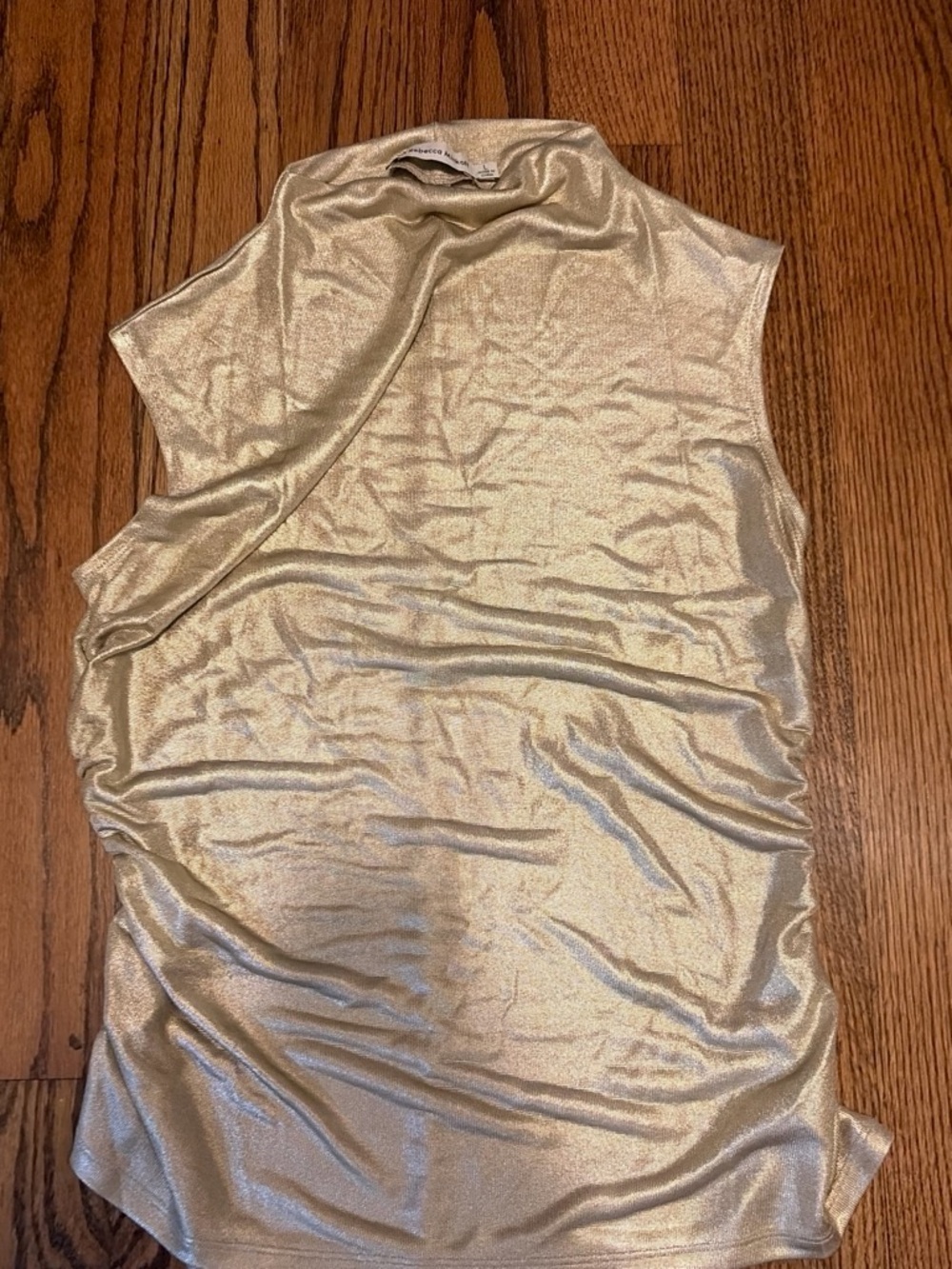 Rebecca Minkoff Shimmery Gold Sleeveless Mock Neck Top